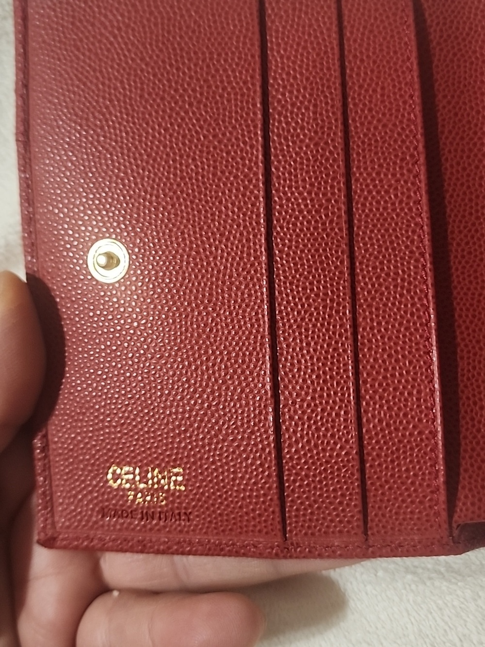 Celine Red Leather Triomphe Compact Wallet with Gold Hardware - Picture 15 of 16